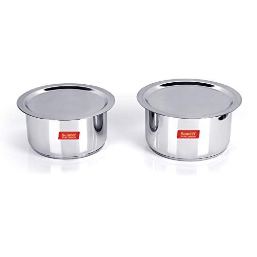 Image 5 of Sumeet Large Size Stainless Steel Induction Bottom (Encapsulated Bottom) Induction & Gas Stove Friendly Container/Tope/Cookware with Lid Set of 2 Pc. Size No.17 (5 Ltr), Size No. 18 | 6 liter