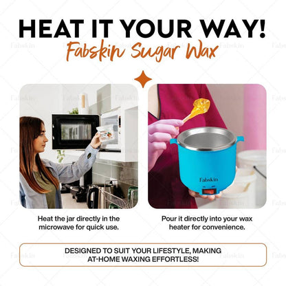 Image 6 of Fabskin Hair Removal Sugar Wax With Argan Oil Microwavable Jar with Wooden Applicator Spatula