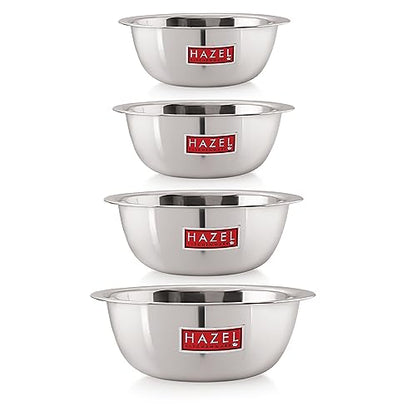 Image 30 of 4 / Set of 4, 2730 ML, 3300 ML, 4100 ML, 4800 ML for the product HAZEL Stainless Steel Mixing Bowl