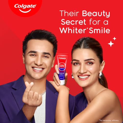 Image 3 of Colgate Visible White Purple Toothpaste, Teeth Whitening Toothpaste Whitens Yellow Teeth, Enamel-Safe Daily Use (2 Pack 100g+20g/3.5oz+0.7oz)