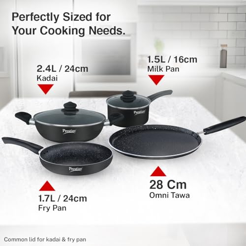 Image 4 of Prestige Omega Granite Aluminium Kitchen Set, 4-Pieces, Black