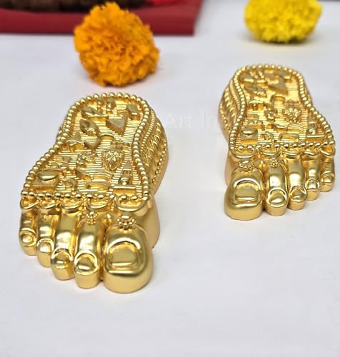 Image 5 of 4.5 Inch Gold Plated for the product Gold Art India Shri Laxmi Charan Paduka