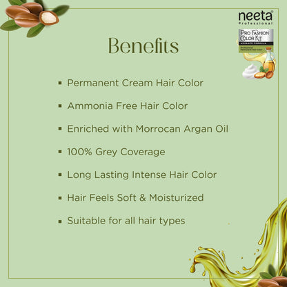 Image 3 of Neeta Professional Fashion Color Kit Permanent Hair Color Natural Black.1.0