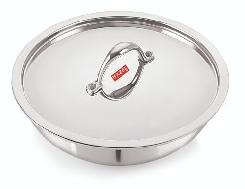 Image 7 of Silver Triply Tasra with Steel Lid / 2 Litres for the product HAZEL Triply Stainless Steel Tasla Kadai