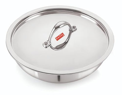 Image 15 of Silver Triply Tasra with Steel Lid / 3 Litres for the product HAZEL Triply Stainless Steel Tasla Kadai