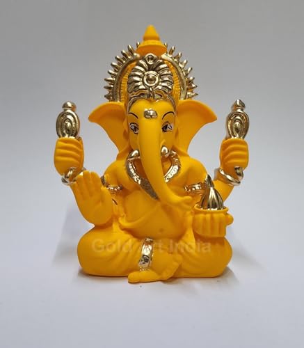 Image 14 of 4HANDYELLOWTERRACOTTA for the product Gold Art India Ganesha Idol