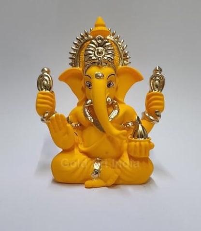 Image 14 of 4HANDYELLOWTERRACOTTA for the product Gold Art India Ganesha Idol