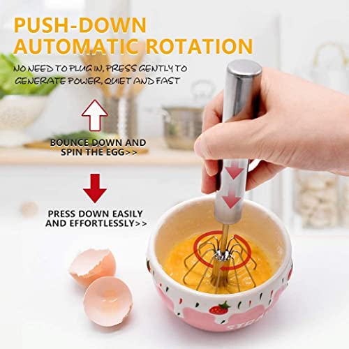Image 3 of Hand Blanders Stainless Steel Whisks, Hand Push Whisk Blender,Beating & Stirring