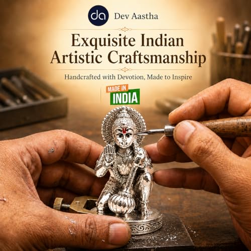 Image 4 of Dev Aastha Silver Plated Hanuman Idol for Car Dashboard and Home Decor – 2.75 Inch