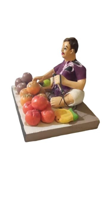 Image 2 of Handcrafted Fruit Vendor Figurine, Decorative H 12cm W 13cm bommala koluvu bommalu Set bommalu for bommala koluvu golu Dolls golu Dolls for navaratri Set