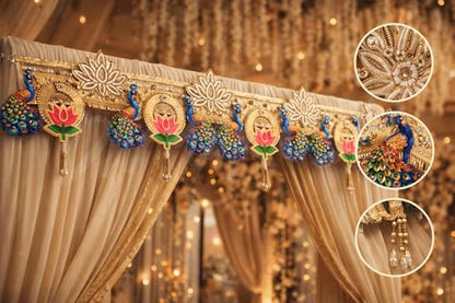 Image 6 of Divyakosh Handcrafted Peacock Lotus Toran Door Hanging 4 FT | Traditional Indian Bandarwal for Home Entrance, Pooja Room, Diwali, Wedding & Festive Decoration