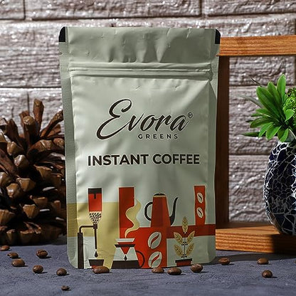 Image 2 of Evora Greens Classic Instant Coffee | Arabica & Robusta Blend | Strong Aroma & Smooth Taste | Hot, Cold & Black Coffee | Makes ~50 Cups | 200g Glass Jar
