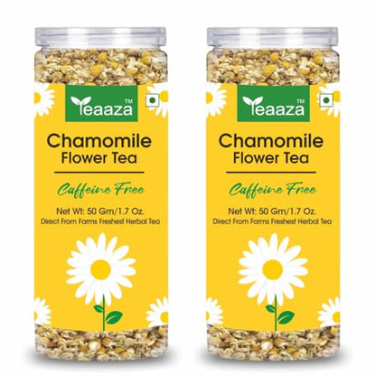 Image 1 of Pack of 1 for the product Teaaza Organic Chamomile Tea For Sleep & Anxiety Relief 50 Grams - 30+ Cups (Pack Of 2)