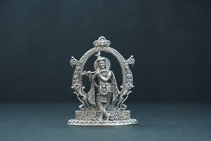 Image 3 of Dista Silvers Antique Krishna Idol with Frame 30.93G