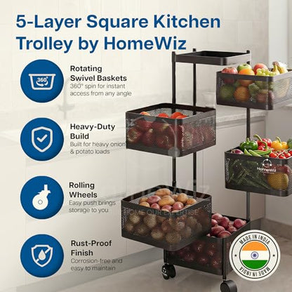Image 4 of HomeWiz Square Kitchen Rack 5-Layer