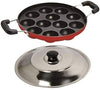 Image 1 of Default Title for the product Generic Non Stick 12 Cavity Appam Patra with Lid Side Handle Paniyaram Pan Guntapongadalu Pan Appe Maker Litti Maker Multicolour