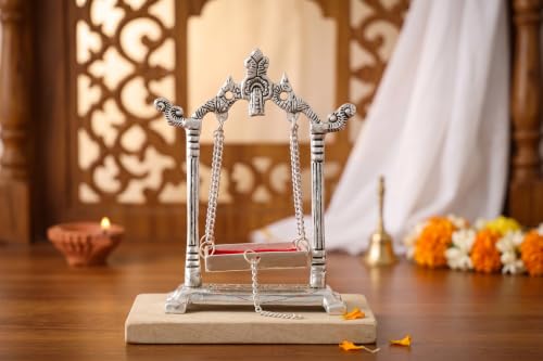 Image 1 of Default Title for the product KridayKraft Aluminium Pipe Palna Silver/Laddu Gopal Jhula for Home Decor, Pooja & Janmashtami