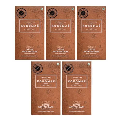 Image 1 of Default Title for the product KOKOMAE 72% Dark Chocolate With Coffee Bean-to-Bar Pack of 5, 50g Each