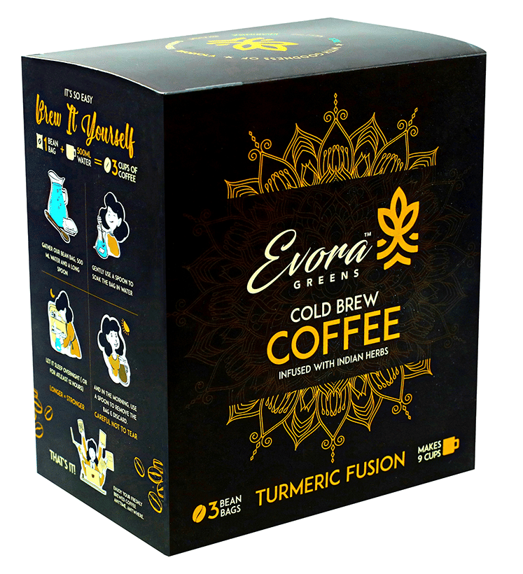 Image 1 of Default Title for the product Evora Greens Cold Brew Coffee Bean Bag (50gm Each) Turmeric Fusion