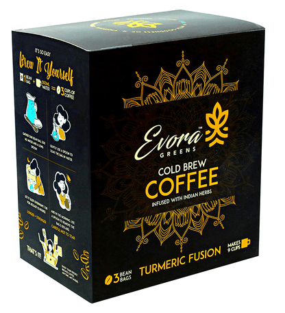 Image 1 of Default Title for the product Evora Greens Cold Brew Coffee Bean Bag (50gm Each) Turmeric Fusion