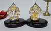 Image 1 of Default Title for the product Gold Art India Laxmi Ganesh Gold Plated White Terracotta Idol 3.3" Inch