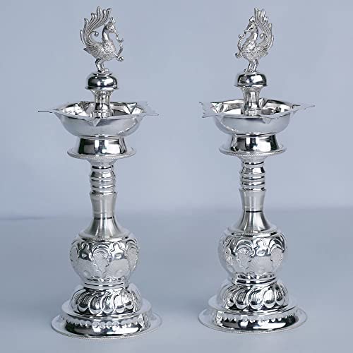 Image 1 of Default Title for the product Dista Silvers Peacock Design Lamp Stand Pair 276g