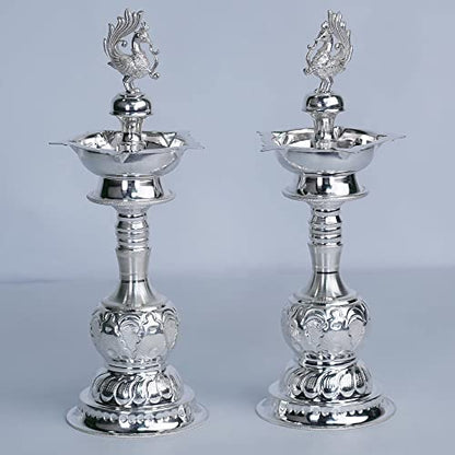 Image 1 of Default Title for the product Dista Silvers Peacock Design Lamp Stand Pair 276g