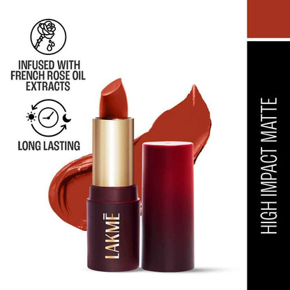 Image 2 of Lakme Forever Matte Lipstick, Made With French Rose Oil Extracts - Red Orchid