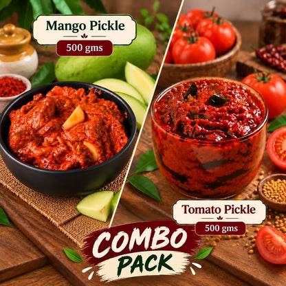 Image 2 of Tenali Ruchulu Pickles Combo: Mango Pickle + Tomato Pickle