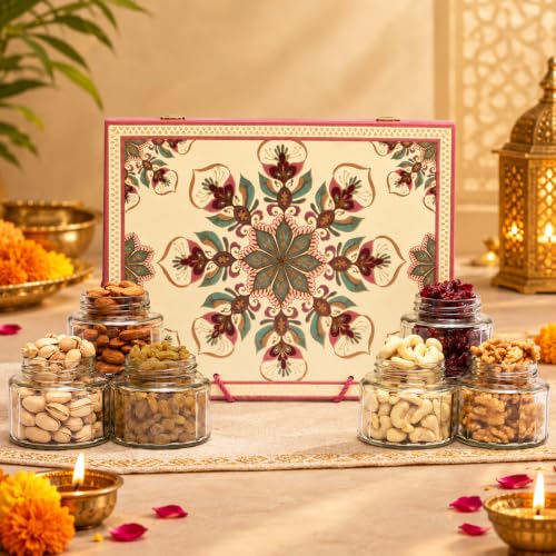 Image 2 of Brown tree Dry Fruit Gift Hamper – Floral 6p – 600