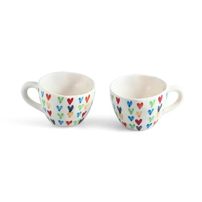 Image 3 of ExclusiveLane Colourful Hearts Ceramic Coffee Mugs Set of 2 270 ml