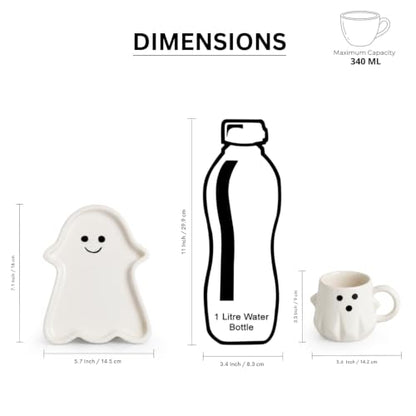 Image 7 of ExclusiveLane 'Ghost Spark' Hand Painted Ceramic Tea Cup with Saucer Ceramic Coffee Cups Chai Tea Cup (Set of 1, 340 ml, Micwave Safe) | Cup and Saucer Set Cup with Saucer