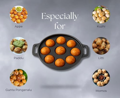 Image 5 of RADHE MART Cast Iron 9 Cavity Appam Patra Pan