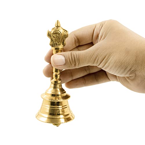 Image 2 of Spillbox Traditional Brass Pooja Bell/Ghanti For Pooja/Worship - 4" Inch Shankchakra