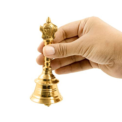 Image 2 of Spillbox Traditional Brass Pooja Bell/Ghanti For Pooja/Worship - 4" Inch Shankchakra