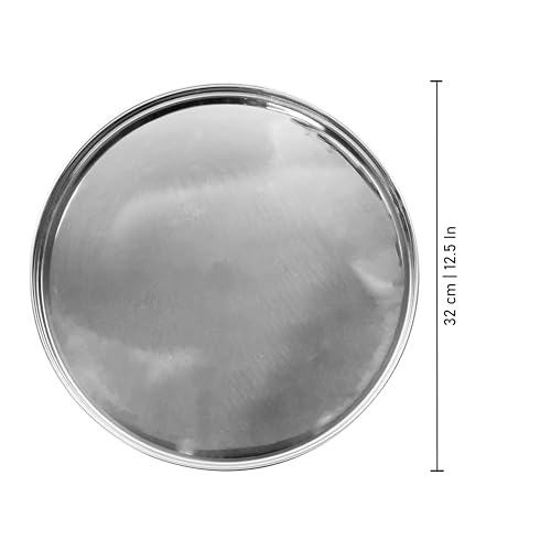 Image 5 of Spillbox Stainless Steel Copper Hammered Dinner Thali Set of 6 Pieces