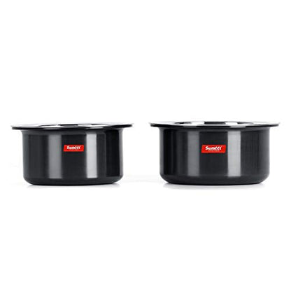 Image 12 of Sumeet 3mm Thick Hard Anodized Large Aluminium Tope Set with S. S. Lid