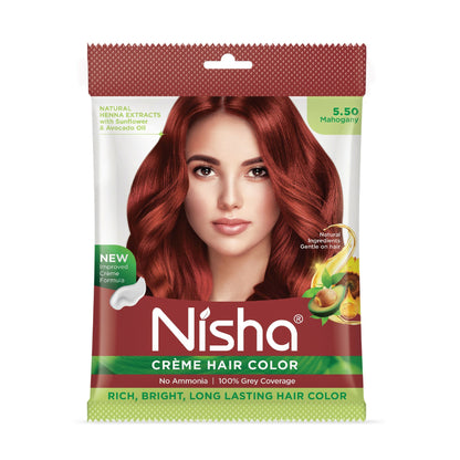 Image 1 of 20g+20ml for the product Nisha Creme Hair Color for Women - Mahogany