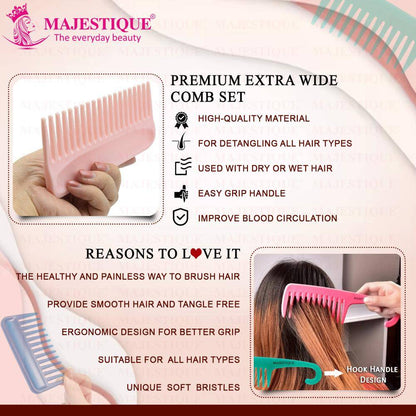 Image 4 of Majestique Detangling Wide Tooth Comb - Set Of 2