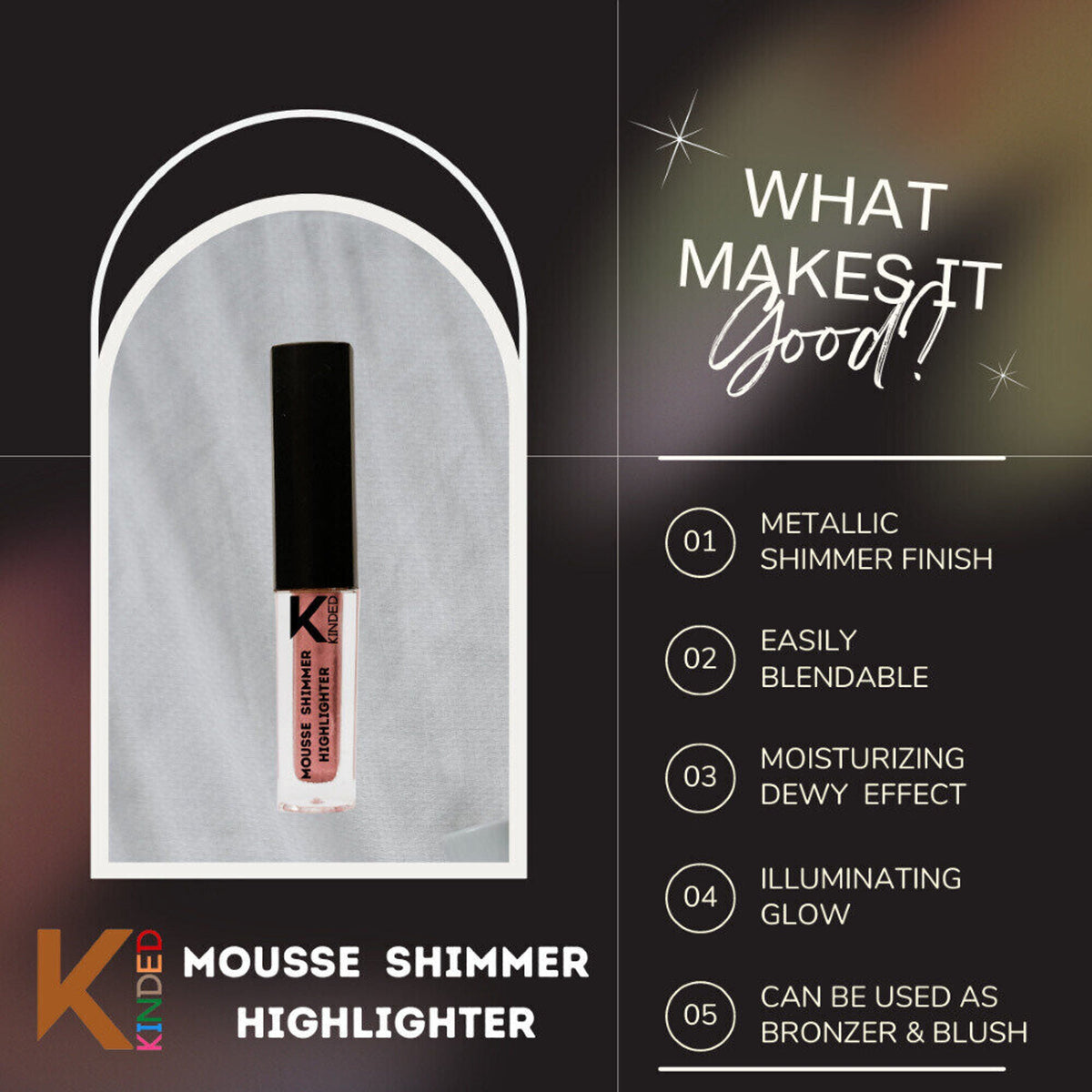 Image 3 of KINDED Mousse Shimmer Highlighter - Rusty Bronze