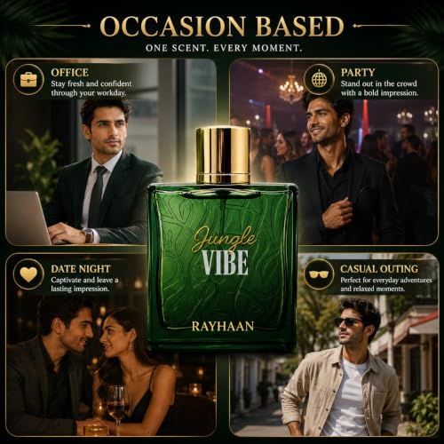 Image 6 of RAYHAAN Jungle Vibe Eau De Parfum for Men | Fresh Green Woody Aromatic Fragrance | Long-Lasting Perfume Spray