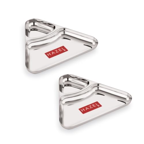 Image 6 of HAZEL 2 Section Triangle Plate Stainless Steel Set of 2 for Kids