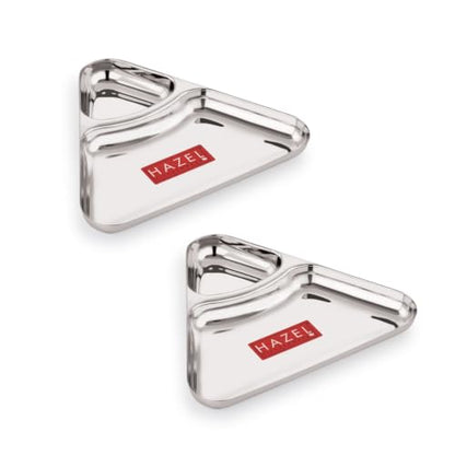 Image 6 of HAZEL 2 Section Triangle Plate Stainless Steel Set of 2 for Kids