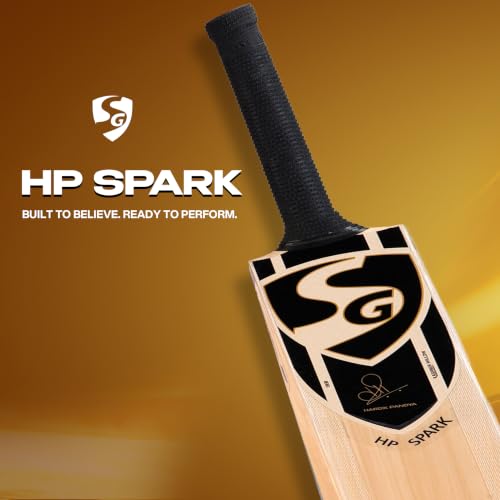 Image 3 of SG Hardik Pandya Spark Bat Kashmir Willow Hard Pressed Shaped for Superb Stroke Cricket Bat (Leather Ball) Short Handle