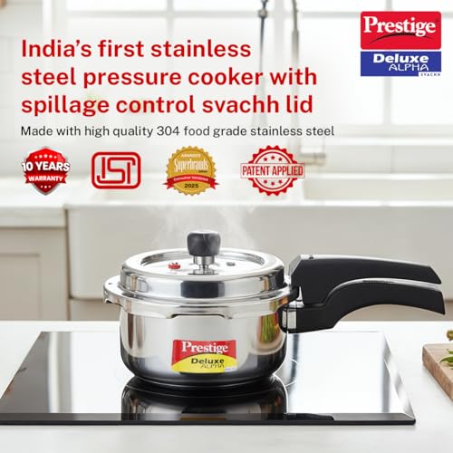 Image 3 of Prestige Stainless Steel Deluxe Alpha Svachh Outer Lid Pressure Cooker 2 Litre