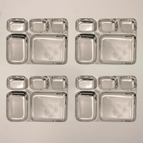 Image 1 of Pack of 4 for the product Spillbox Stainless Steel Tiffin Plate