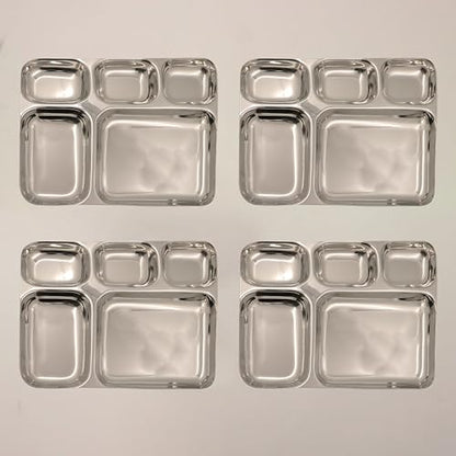 Image 1 of Pack of 4 for the product Spillbox Stainless Steel Tiffin Plate
