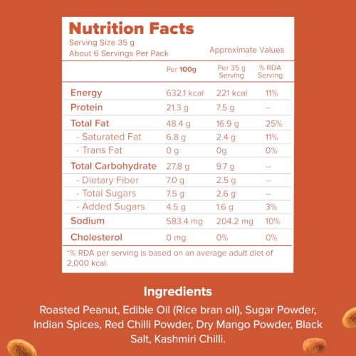 Image 2 of THELOFFY Chatpata Masala Roasted Peanuts, High Protein Snack, 200g x 2