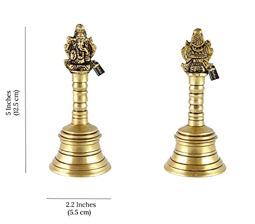 Image 4 of Two Moustaches 5 Inches 100% Pure Brass Pooja Hand Bell, Ghanti For Puja, Ghanti ,Pack Of 1