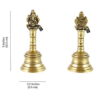 Image 4 of Two Moustaches 5 Inches 100% Pure Brass Pooja Hand Bell, Ghanti For Puja, Ghanti ,Pack Of 1